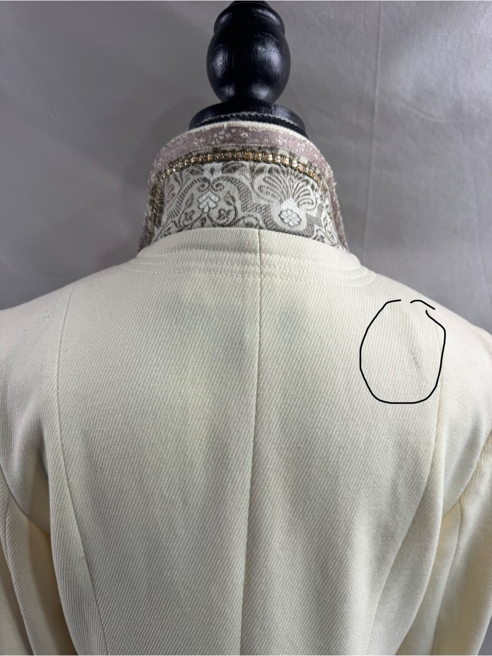 ZARA Collection Wool Blend Embellished Collar & Cuff Long Coat Cream - Picture 13 of 15